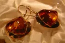 Russian Soviet silver rose gold plated 925 Amber earrings veab006